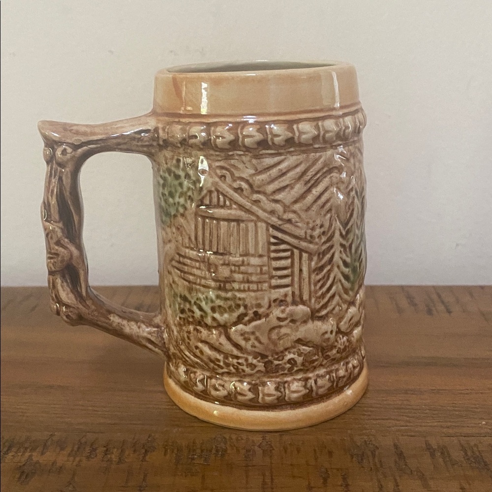 Vintage Ceramic Beer Stein Men Pipe Barrel Woods Made in Japan - Picture 2 of 8